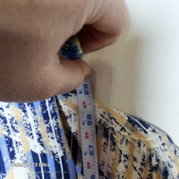 Alfani Men's Blue and Cream Dress Shirt - Picture 6 of 7